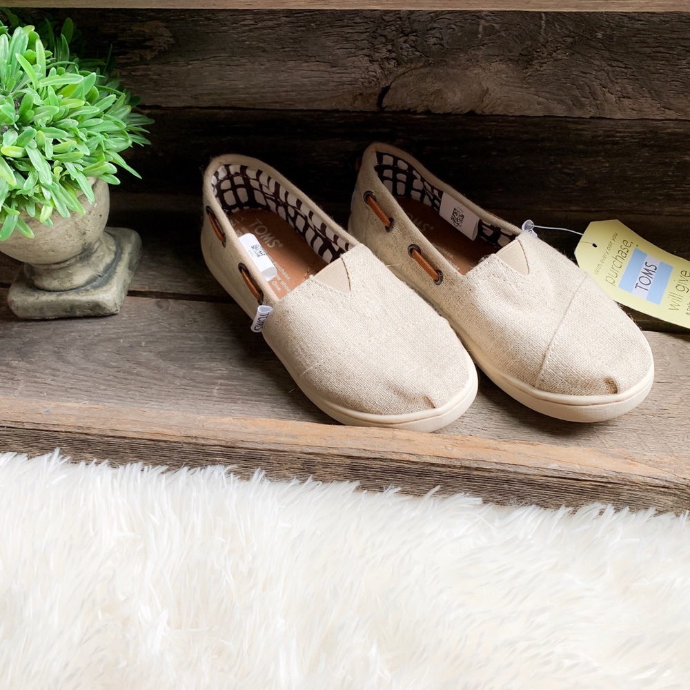 TOMS YOUTH BIMINI BURLAP SLIP-ONS SZ 12Y